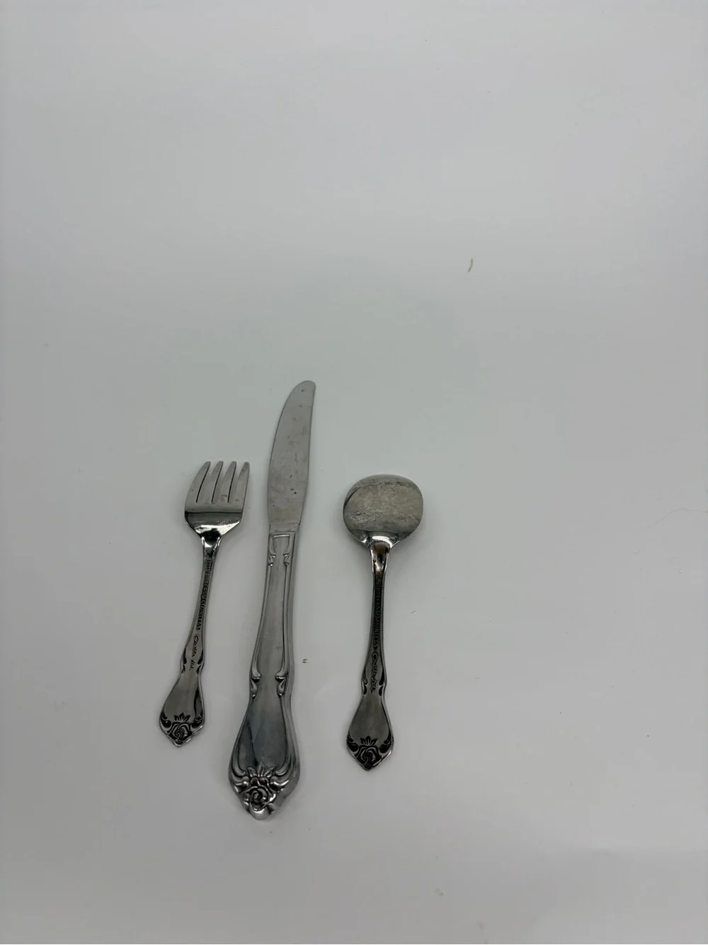 Oneida Ltd. 1881 Rogers Classic Rose Stainless Steel 3pc Infant Baby Flatware